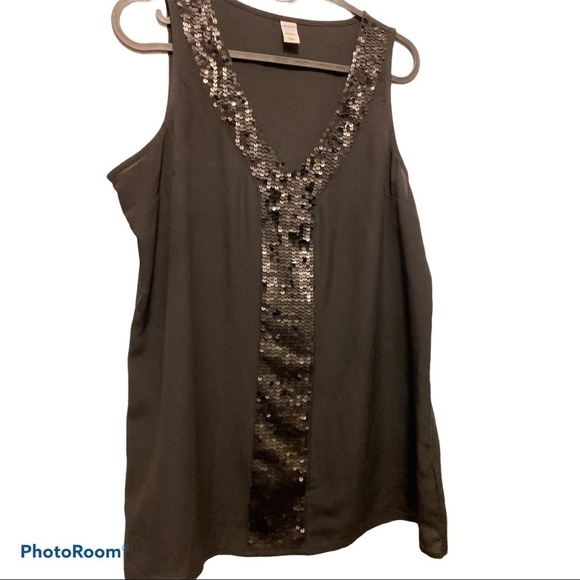 Old Navy  black Sleeveless Sequin Blouse M - Picture 1 of 7